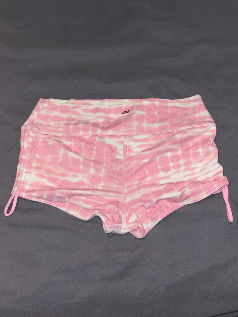 PINK Victoria's Secret Pink & White Tie-Dye Boyshort Swim Bottoms